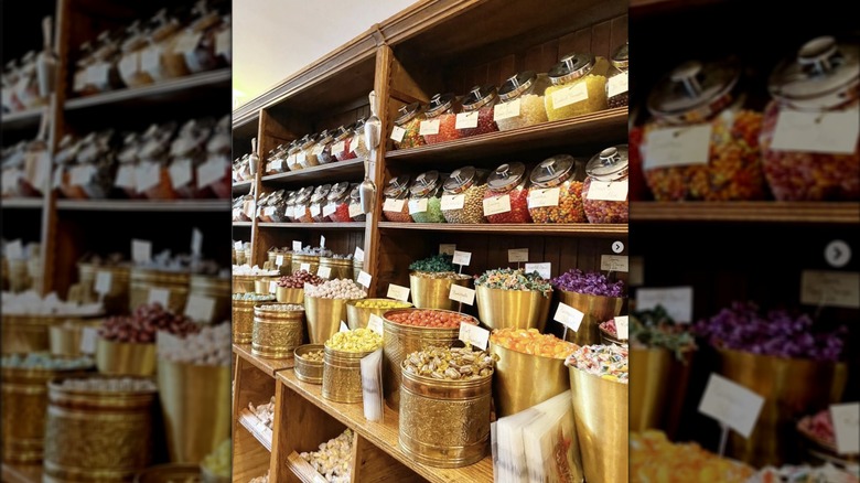 Variety of candy jars at The Sweet Palace