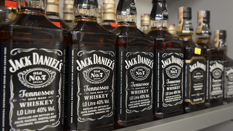 bottles of Jack Daniels on a shelf