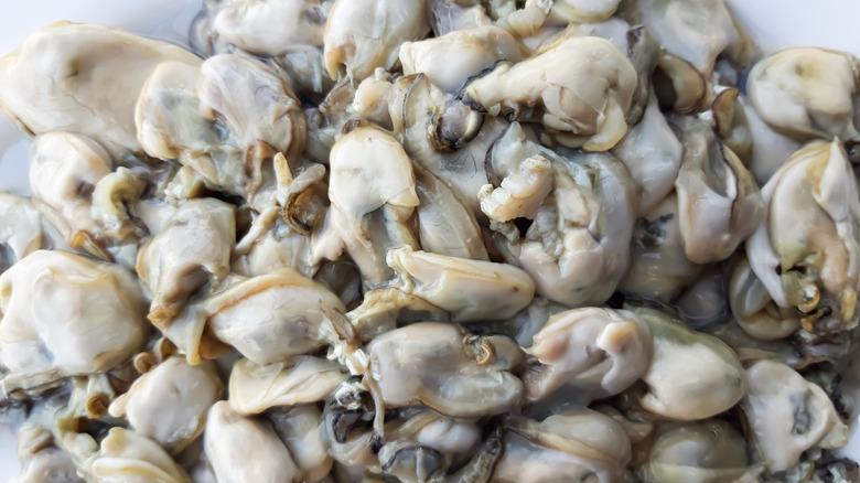 Oyster meat on a plate