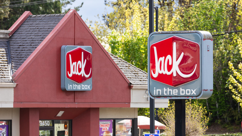 Outside a Jack in the Box restaurant