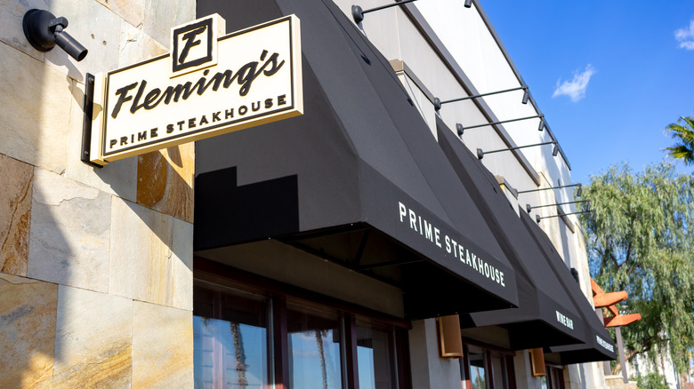 Exterior sign and awning of Fleming's Prime Steakhouse