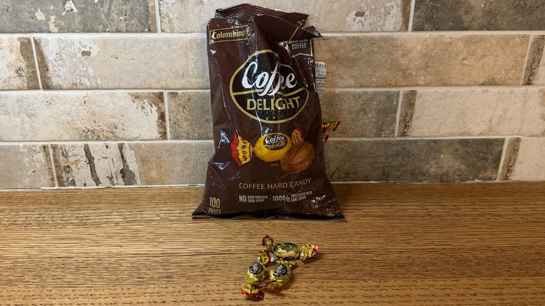 Coffee Delights hard candy on table