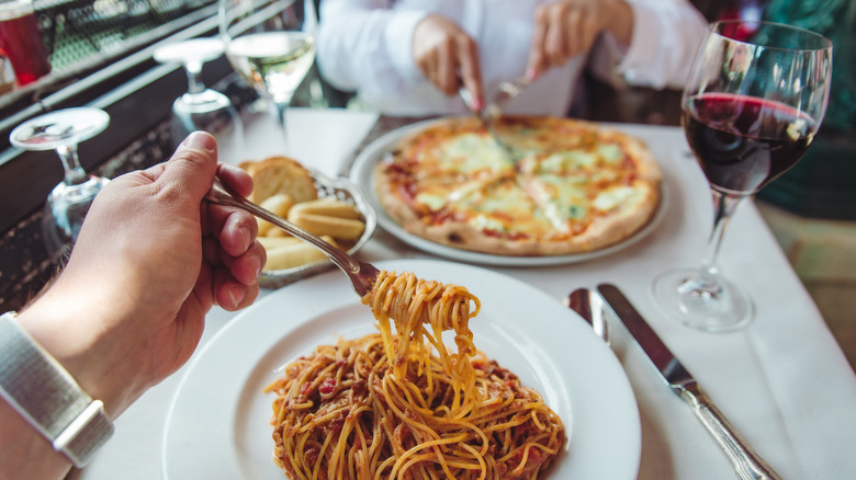 Couple enjoying dinner at an Italian restaurant