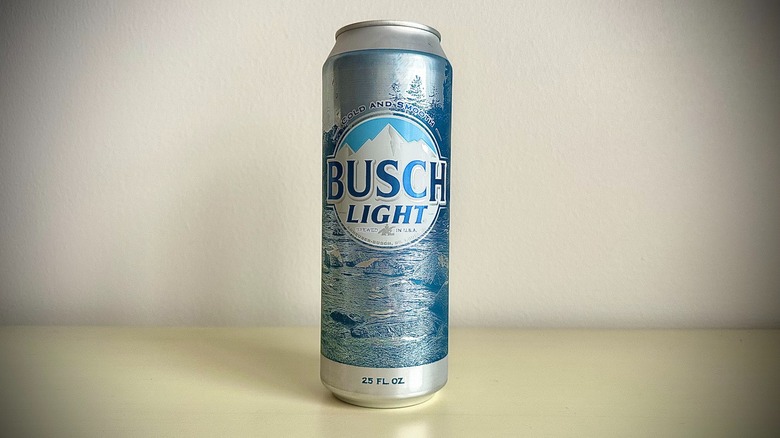 The front of a can of Busch Light