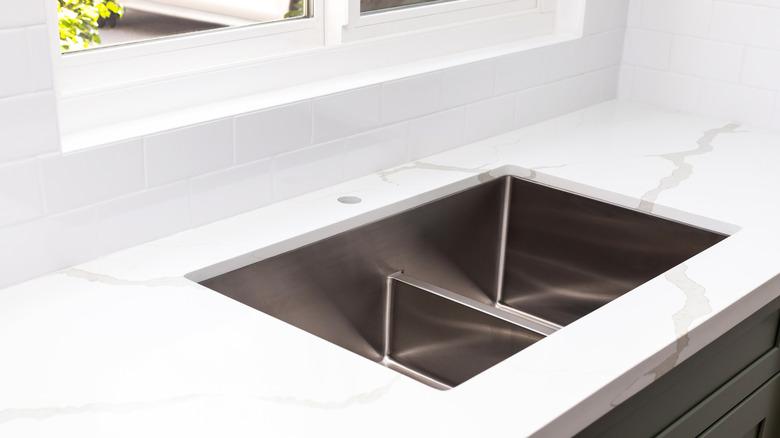 Designed quartz countertop with sink