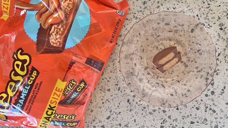 Caramel Big Cup cut in half