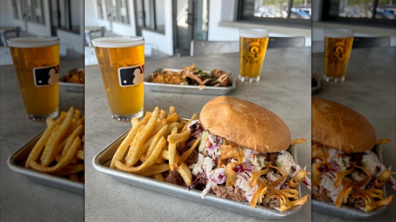 burger, fries and beers at Sticky Fingers