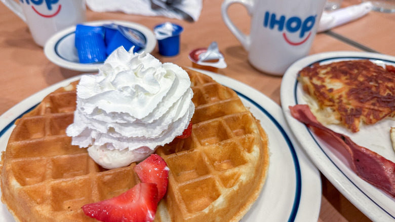 Plates of pancakes and breakfast food at IHOP