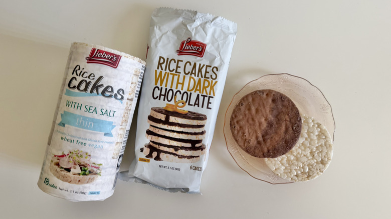 Two Lieber's rice cake varieties on a table