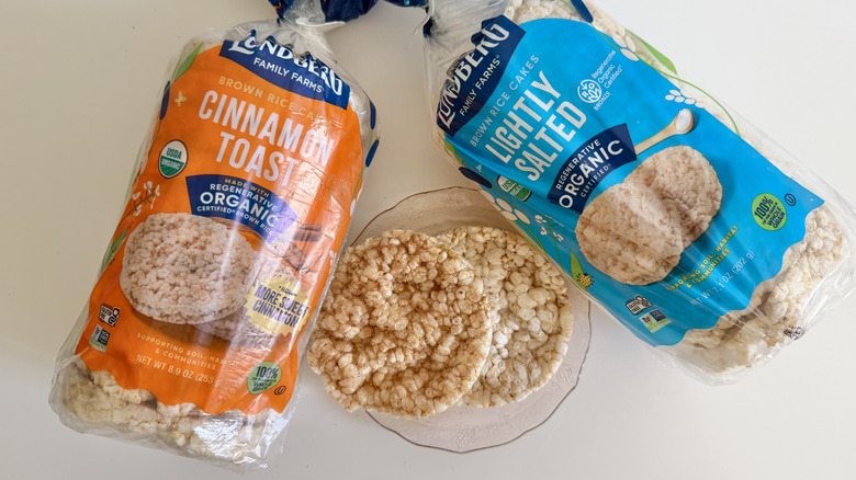 Two Lundberg rice cake flavors on a plate