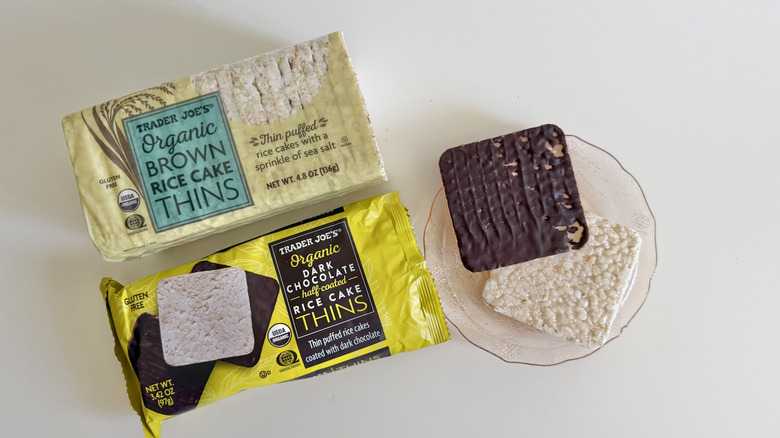 Trader Joe's rice cake packages on a table