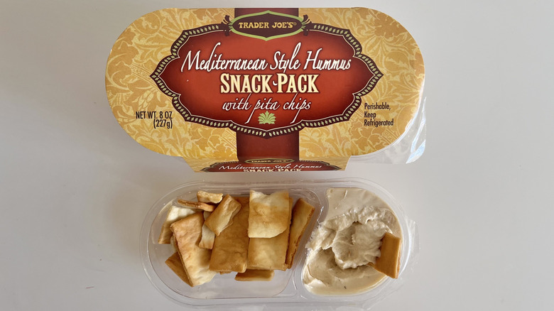 Mediterranean hummus and pita package on a table