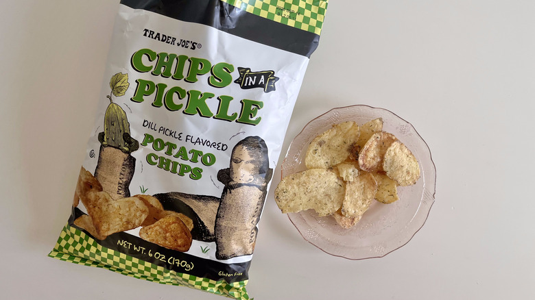 Pickle chips on a plate