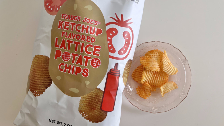 Ketchup flavored chips on the plate