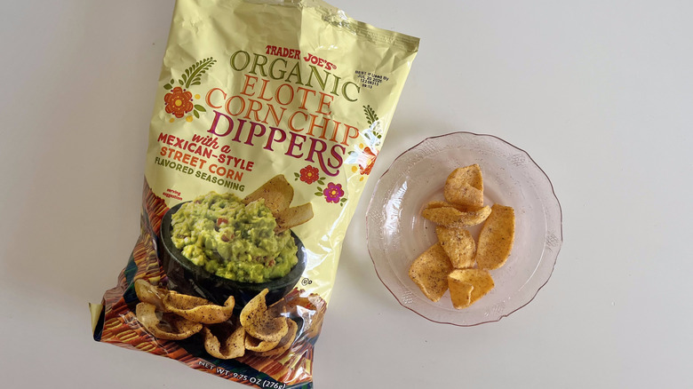 Elote corn chip dip or pieces on a plate