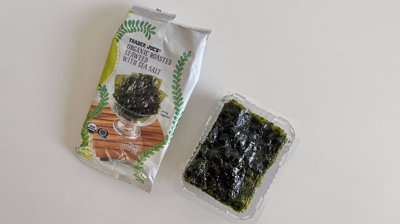 Roasted seaweed sheets on a table