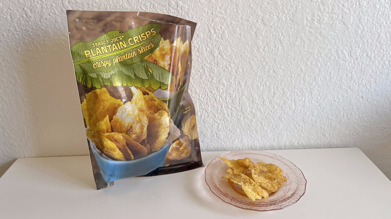 Plantain crisp pieces on a small plate