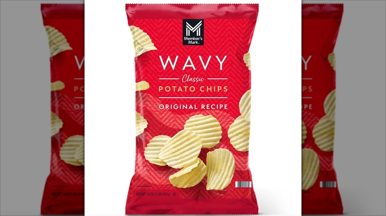 Member's Mark wavy potato chips in a bag.