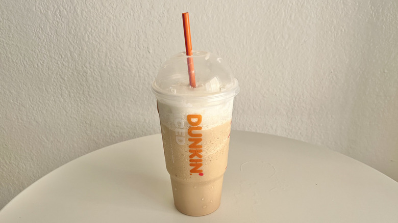 Snickerdoodle Frozen Coffee in a plastic cup