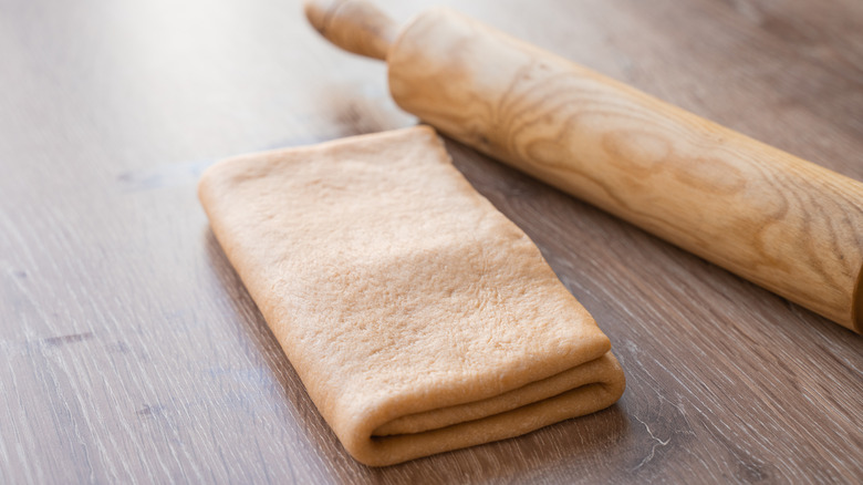 folded croissant dough for laminating