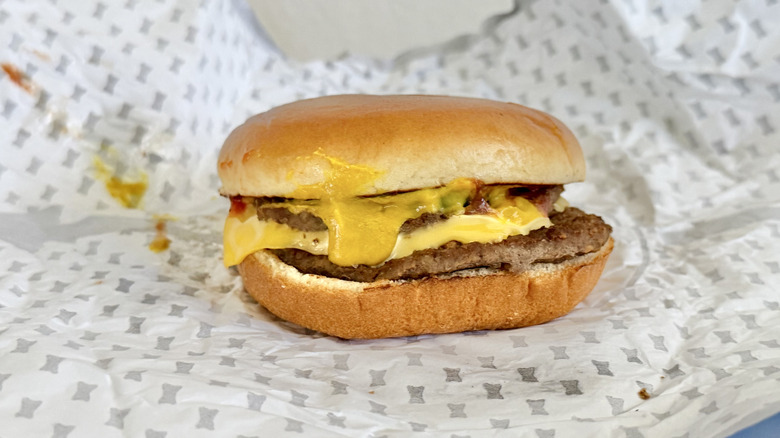 Side view of Jr Double Cheeseburger