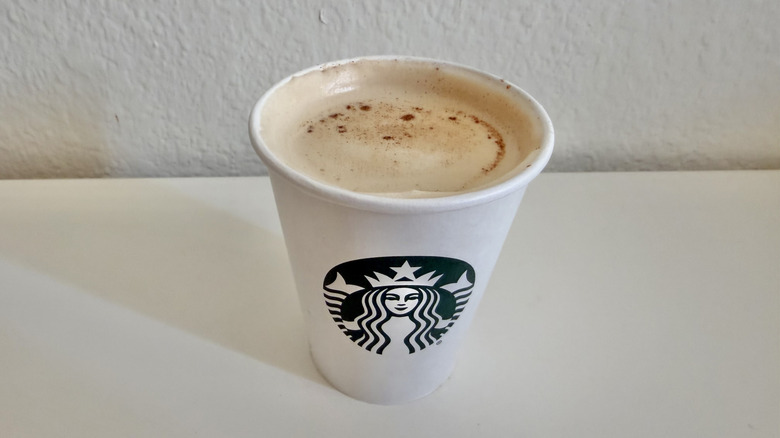 Chai latte with espresso in a cup