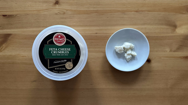 Primo Taglio Feta Cheese Crumbles on small white plate