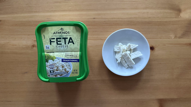 Athenos Crumbled Feta Cheese on small white plate