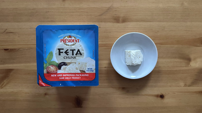 President Feta Chunk on small white plate