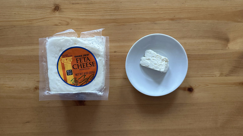 Trader Joe's Feta Cheese on small white plate
