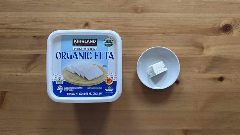 Kirkland Signature Organic Feta on small white plate