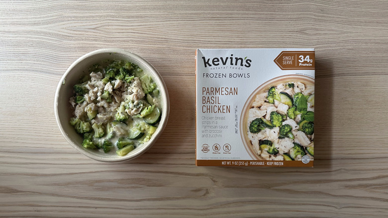 Kevin's Parmesan Basil Chicken on wooden table