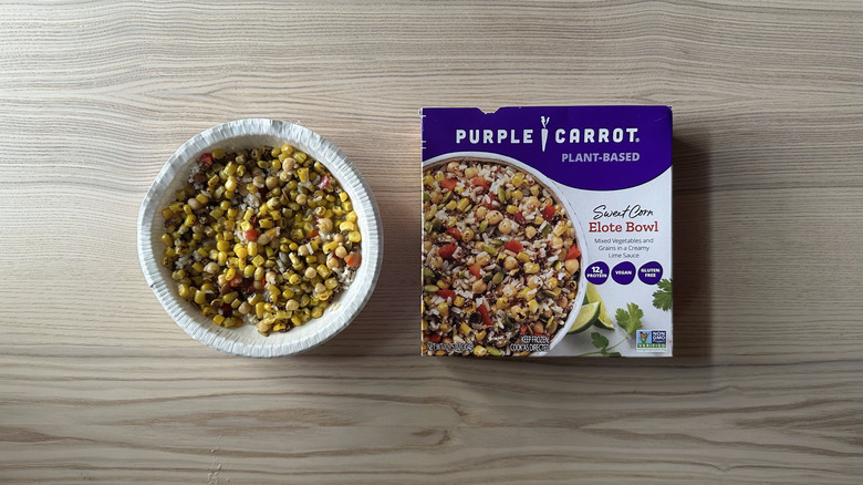 Purple Carrot Sweet Corn Elote Bowl on wooden table