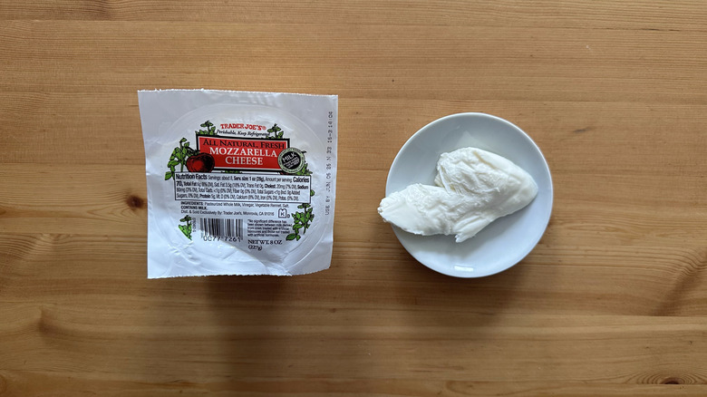Trader Joe's Mozzarella Cheese on wooden table