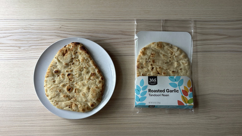 Whole Foods 365 Roasted Garlic Tandoori Naan on white plate