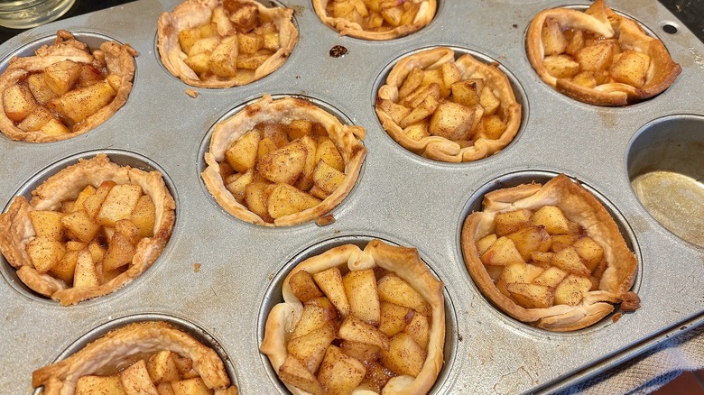Baked mini apple tarts in muffin tin