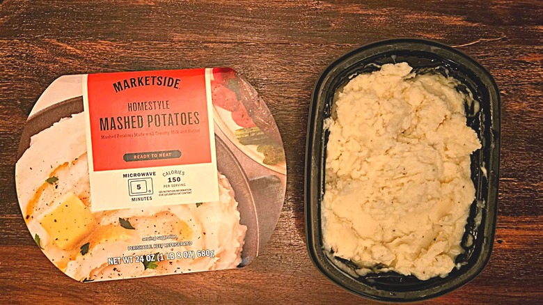 Marketside Homestyle mashed potatoes and package