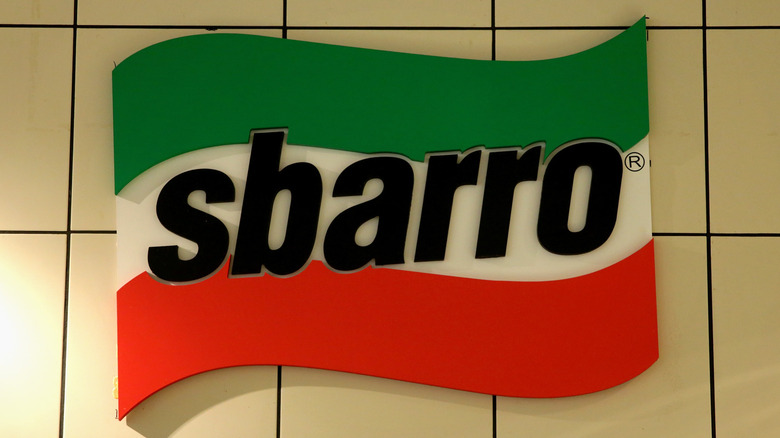 Sbarro sign on tile background