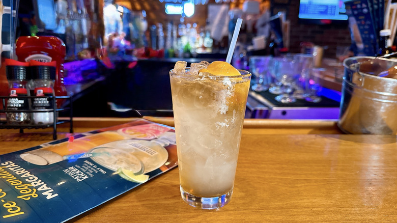 Texas Roadhouse Long Island Iced Tea cocktail on a bar