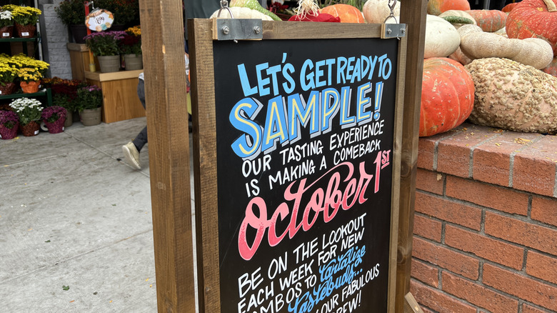 Trader Joe's sign describing a sampling event