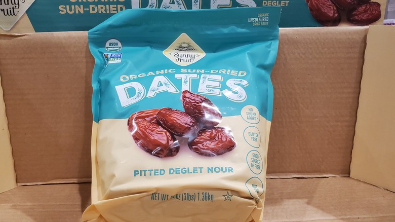 A bag of Sunny Fruit organic sun-dried dates at Costco