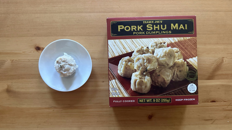 Trader Joe's Pork Shu Mai on wooden table