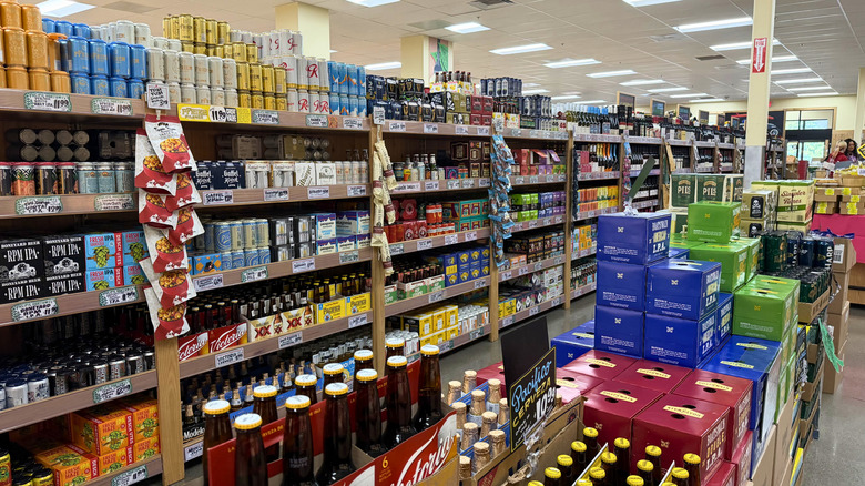 Inside of a Trader Joe's drink aisle