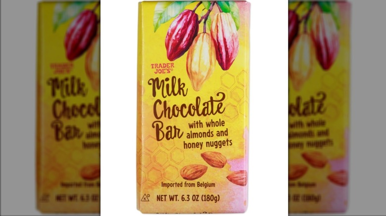Bar of Trader Joe's Milk Chocolate with Almonds and Honey Nuggets