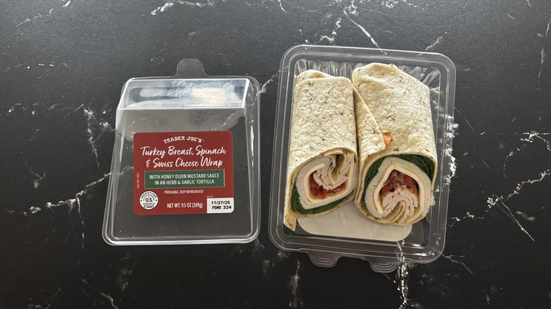 Trader Joe's turkey, spinach, and Swiss wrap in container