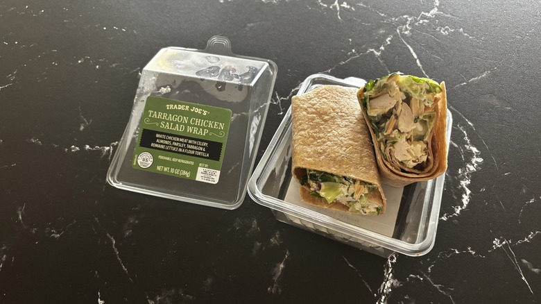 Trader Joe's tarragon chicken salad wrap in container
