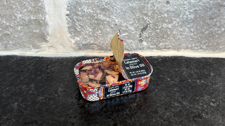tin of calamari in olive oil from Trader Joe's