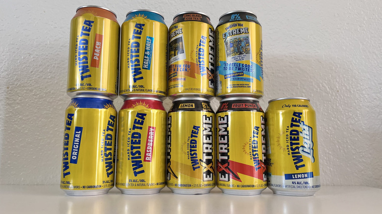 View of Twisted Tea cans together
