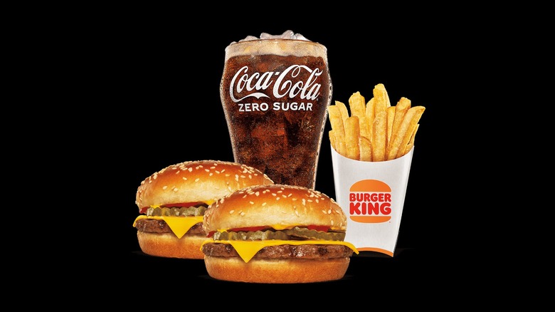 Burger King Two Cheeseburger Meal on black background