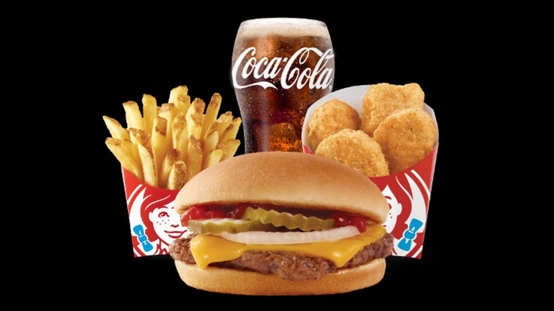 Wendy's Jr. Bacon Cheeseburger Biggie Bag on black background